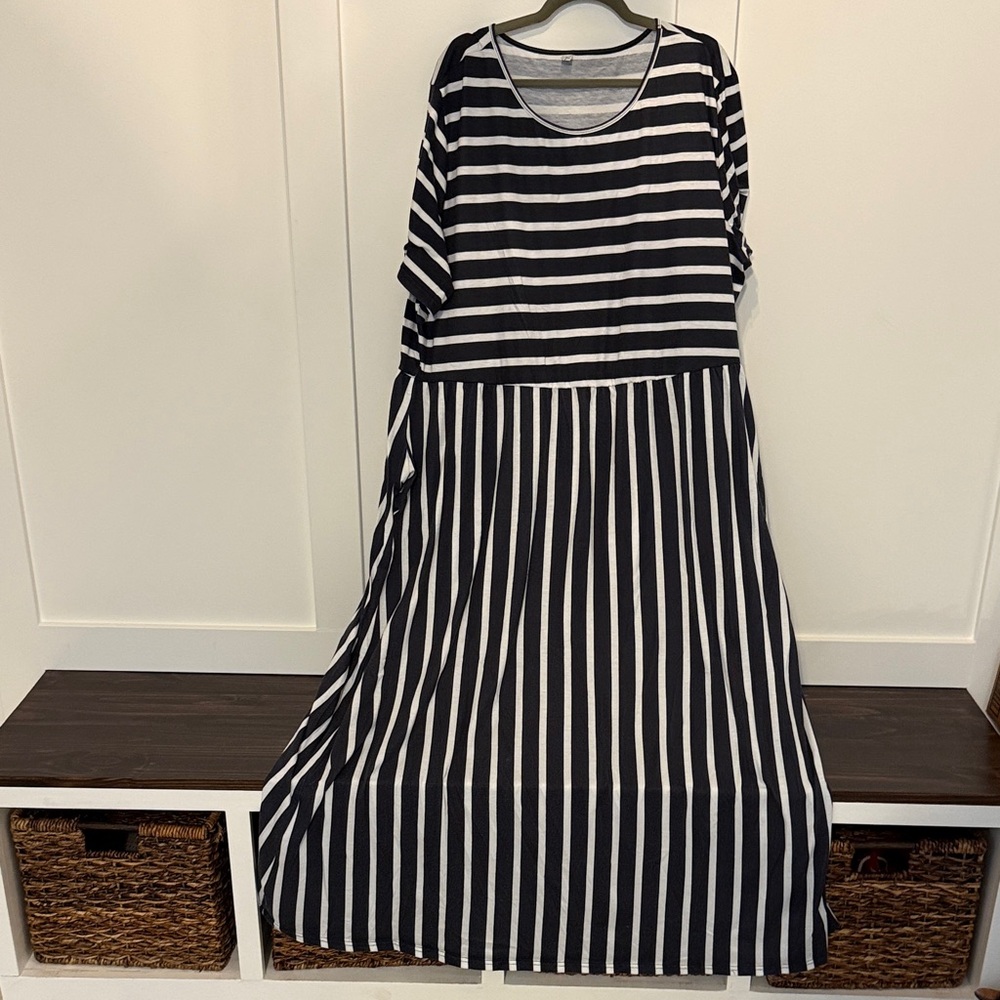 Black and White Striped Maxi Dress